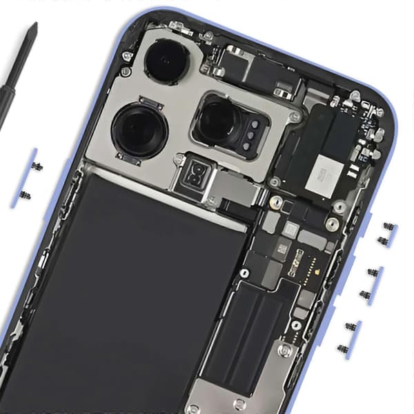 Tænd/sluk- og lydstyrkeknapper til iPhone 16 og iPhone 16 Plus, blå