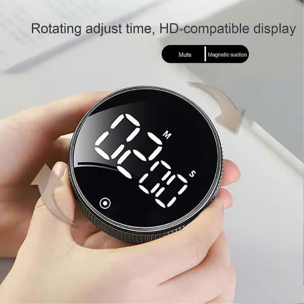 Digital Timer Magnetisk Stor LED-skærm Lydstyrke Justerbar Studerende Studie Rund Køkken Nedtælling Madlavning Bagning Timer la