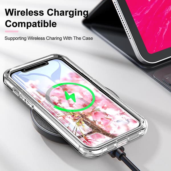 Magic Color-deksel til iPhone 12 Pro Max, inkludert skjermbeskytter, støtter trådløs lading, fallbeskyttelse