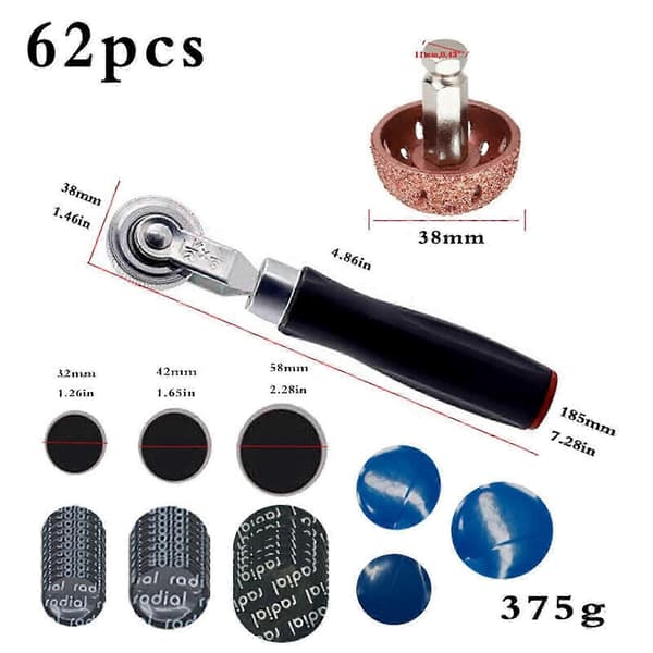 Reparasjonssett for dekkpunkteringer DIY Flat Home Plug Patch Roller Tool, for bil og lastebil