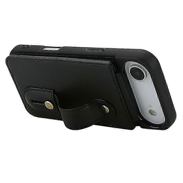 Compatible for iPhone 17 Air Case Stand Card Slots Leather Coated TPU Cover with Shoulder Strap