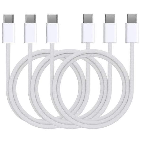 Parti med 3 USB-C til USB-C-kabler til iPhone 17 / iPhone 17 AIR / iPhone 17 PRO / iPhone 17 PRO MAX - 1 meter flettet nylonkabel Phonillico®