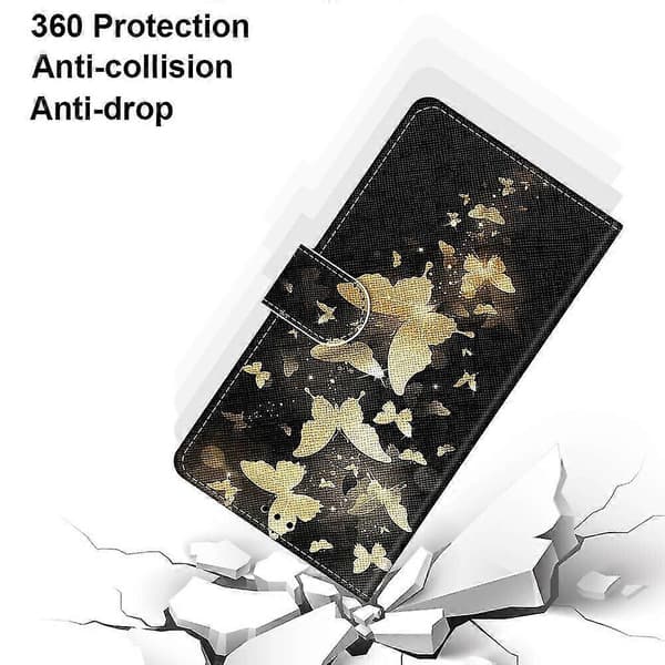 Etui til iPhone 13 Pro Gylden Sommerfugl Mobilveske