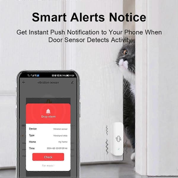 2X Tuya Smart Vibrationssensor ZigBee Tuya Sensor Övervakning Appkontroll Säkerhetsskydd Zigbee Sensor