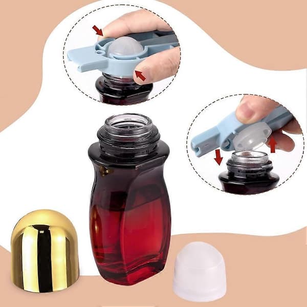 4 st rullflaskor set 50 ml gradient röd glas deodorant rullflaska och öppnare parfymflaskor guld