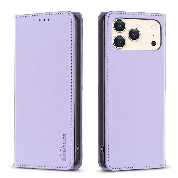 Magnetisk lædertelefoncover til iPhone 17 Pro Max (lilla)