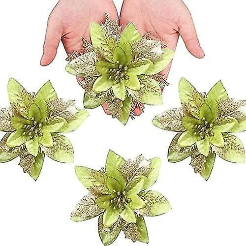 12 stk. kunstige juleblomster, julestjerne juleblomst, juleblomst, juletræspynt