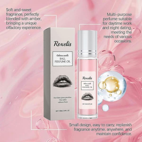 Roll-on parfume til kvinder, langvarig naturlig duft med vanilje- og ravnoter, 10 ml