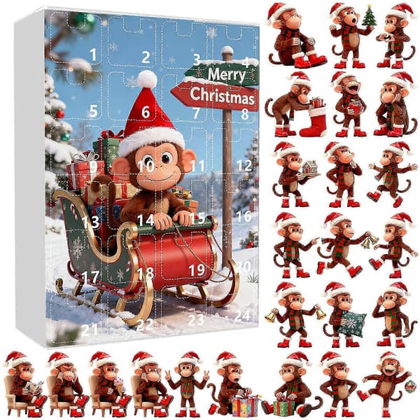 2025 Jule-nedtelling blindboks Jule-glad ape-anheng Juletre-kalender blindboks