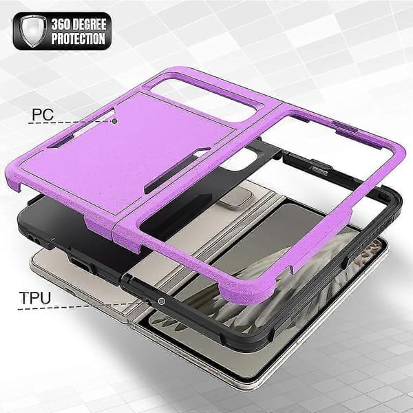 Google Pixel Fold PC + TPU beskyttende telefondeksel (lilla)