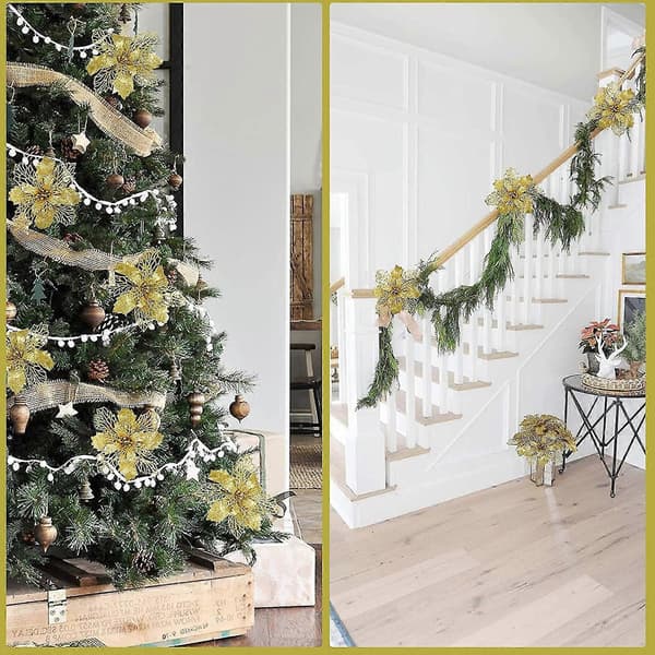 Julepynt juleblomster til dekorering av juletreet, julekranser, gaveesker og innendørs og utendørs dekorasjoner.