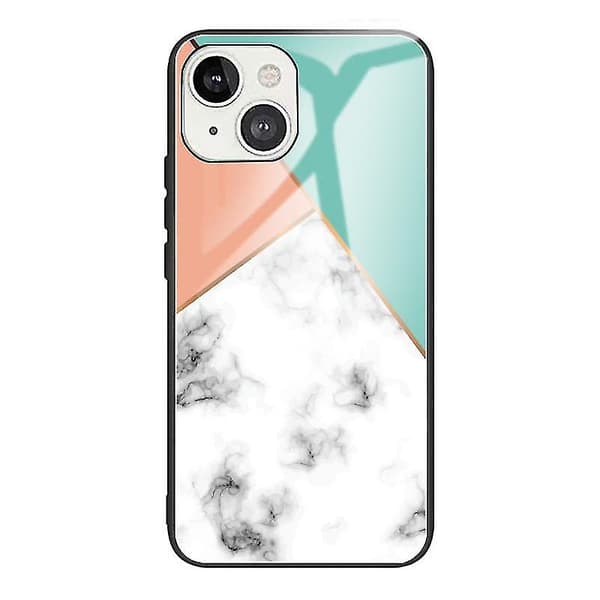 För iPhone 13 Mini Marmor Härdat Glas Baksida TPU Kantfodral (hcbl-25)