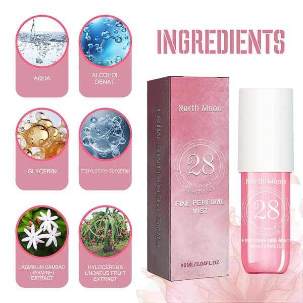 NORTH MOON Fin Parfume Mist 90ml, Jasmin Sandeltræ Eau de Parfum Spray, Langvarig Duft