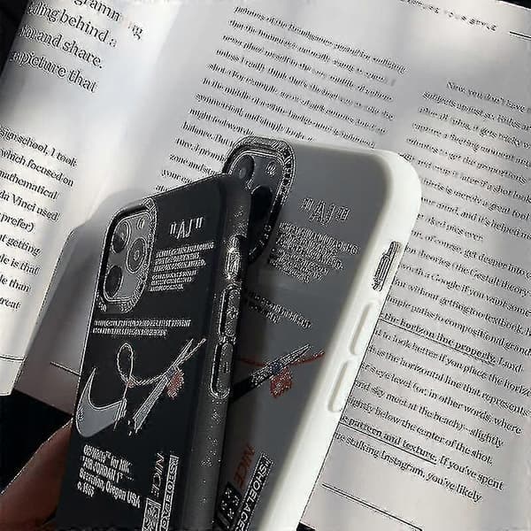 For iPhone 13/12/11 Off-white Nike Frosted Phone Case 13pro/12pro svart+hvit