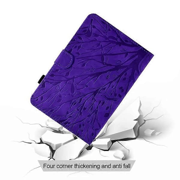 Til Samsung Galaxy Tab A9 Fortune Tree præget læder smart tabletetui (lilla)