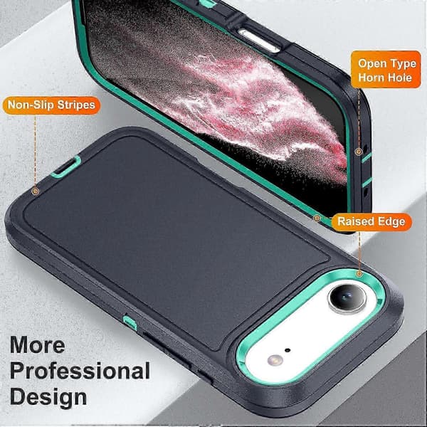 j2T For iPhone 17 Air Deksel PC + Silikon + EVA 3-i-1 Støtsikkert W1B Telefondeksel - Mørkeblå + Lys