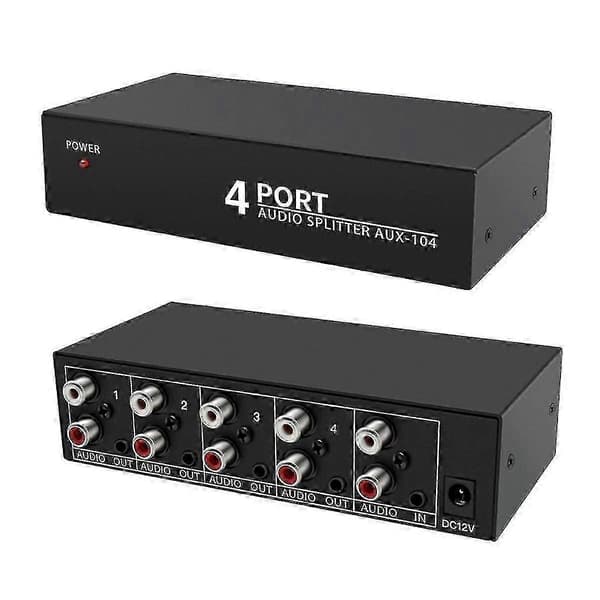 Audio Splitter 1 ind 4 ud RCA L / R Aux Stereo Audio Splitter 1x4 Audio Distributor til PC DVD Højttaler - ya jn