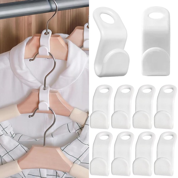 10-Pack - Klädhängare / Krok för Galge - Spara plats i garderob White 10-Pack