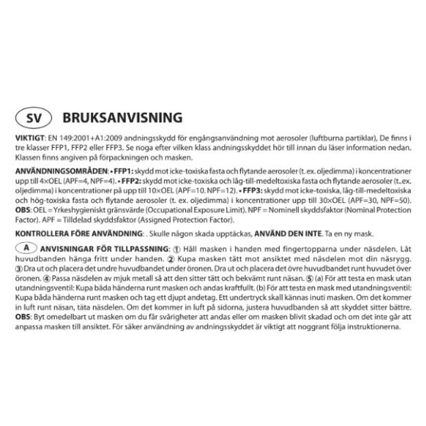 5-Pack - Munskydd FFP3 CE Märkt - Skydd Mun / Mask Skyddsmask Vit