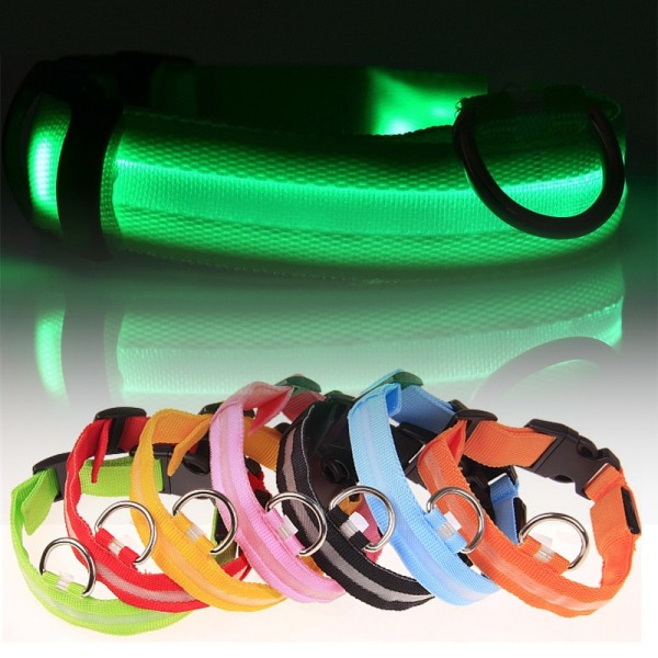 LED Hundhalsband / Halsband för Hund med Reflex - Flera färger Svart (L)