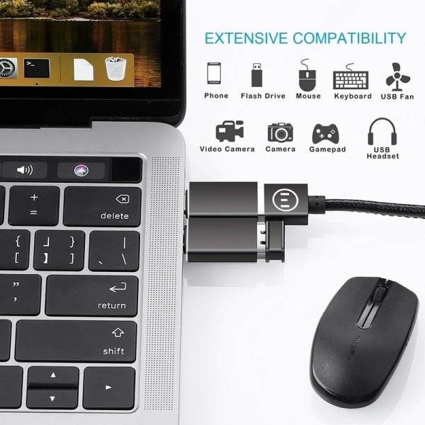 2-Pack - Adapter Macbook - Thunderbolt 3 till USB 3.0 Svart