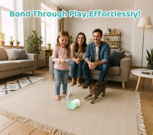 Remote Control Cat Toys for Indoor Cats - 2 Modes (Automatic & Manual), Interactive LED Toy Keeps Cats Active