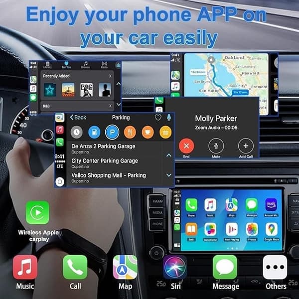 Langaton CarPlay-sovitin, CarPlay & Android Auto -järjestelmille, Plug-and-Play black