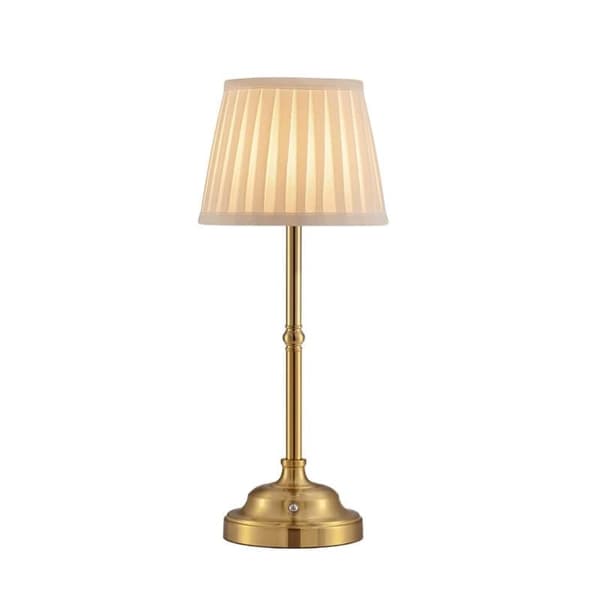 Cordless Lamp with Fabric Table Shade – Rechargeable 2000 mAh, Dimmable with 3 Light Modes, for Dining Room, Bedside Table, Bar, Night Light, Camping gold