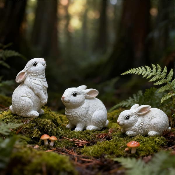 3-Pack Easter Bunny Garden Statues - Cute Resin Rabbit Figurines for Garden, Lawn, Table & Easter Decoration