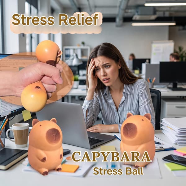 Capybara Squishy Stressbold - Stor Sensorisk Klemmebold med Sødt Dyredesign, Fidgetlegetøj til Voksne & Samlerfigur
