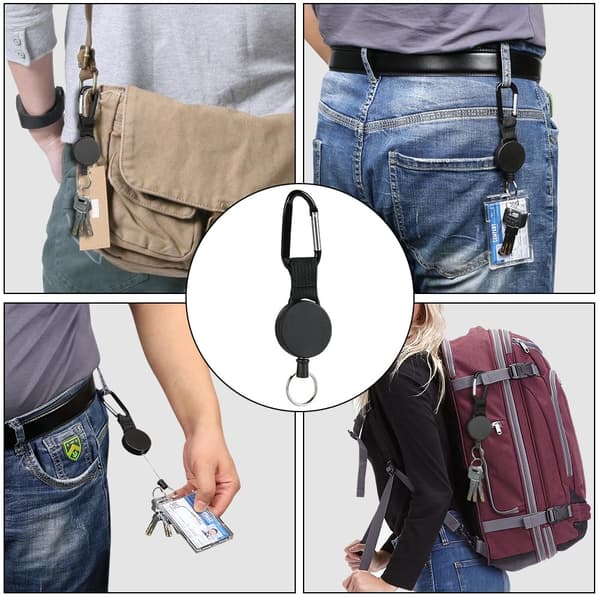3 / 5-Pack Retractable Nyckelringar - Robust ID-Klämma med Stålwire och Karbinhake, Perfekt för Kontor, Medicin & Personal 3-Pack