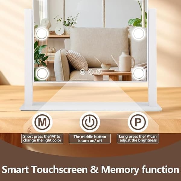 Makeup Mirror with Lights – Hollywood Mirror – Make Up Mirror, Dimmable with Three Light Modes & 10X Magnifying Mirror white