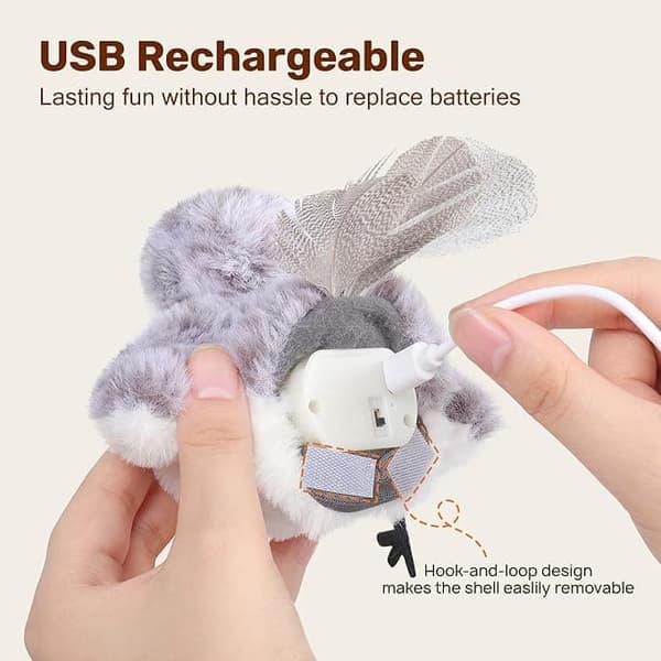 Interactive Cat Toy with Bird Movement and Catnip – USB Rechargeable