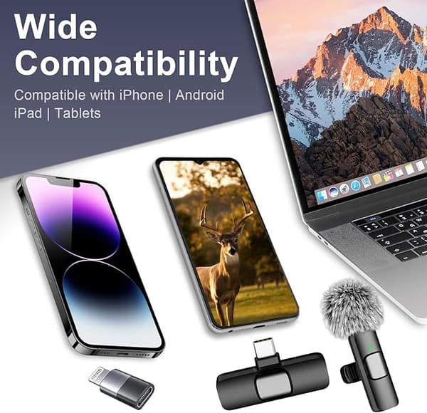 Trådløs Lavalier Mikrofon - Lightning & USB-C – Mini Mic til iPhone/Android, Video, TikTok, Vlog, YouTube