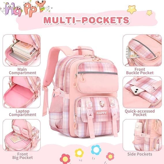 Cute School Backpack Large Capacity - Comfortable and Breathable Carrying System, Suitable for Elementary, Middle, and High School Students purple