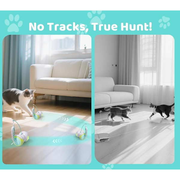 Remote Control Cat Toys for Indoor Cats - 2 Modes (Automatic & Manual), Interactive LED Toy Keeps Cats Active