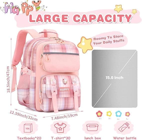 Cute School Backpack Large Capacity - Comfortable and Breathable Carrying System, Suitable for Elementary, Middle, and High School Students purple