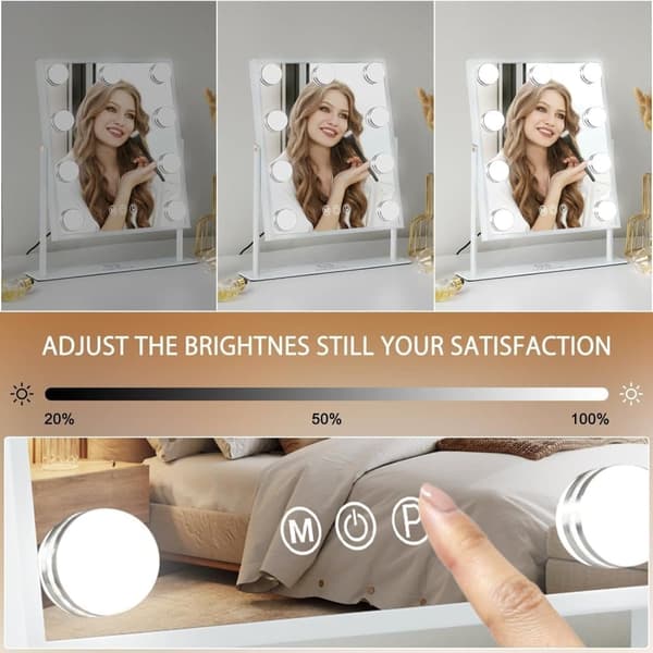 Makeup Mirror with Lights – Hollywood Mirror – Make Up Mirror, Dimmable with Three Light Modes & 10X Magnifying Mirror white