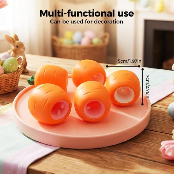 1/2-Pack Rabbit & Carrot Squishy - Squeezable Stress Toys, Pop-Up Decompression Toy for Relaxation & Easter Gift 1-Pack white
