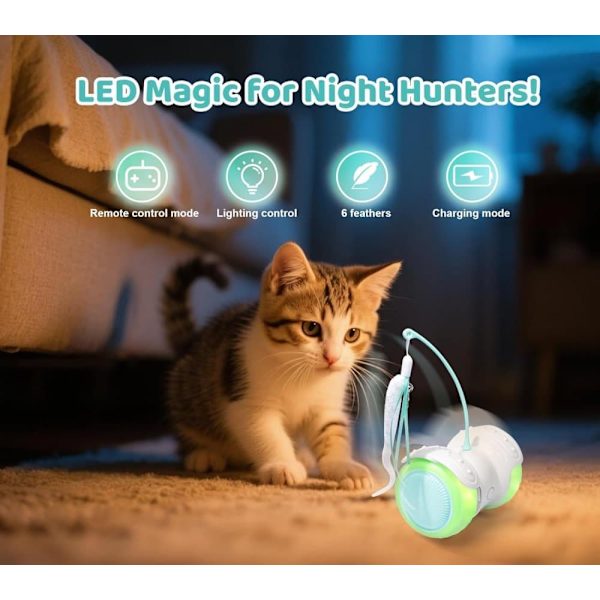 Remote Control Cat Toys for Indoor Cats - 2 Modes (Automatic & Manual), Interactive LED Toy Keeps Cats Active