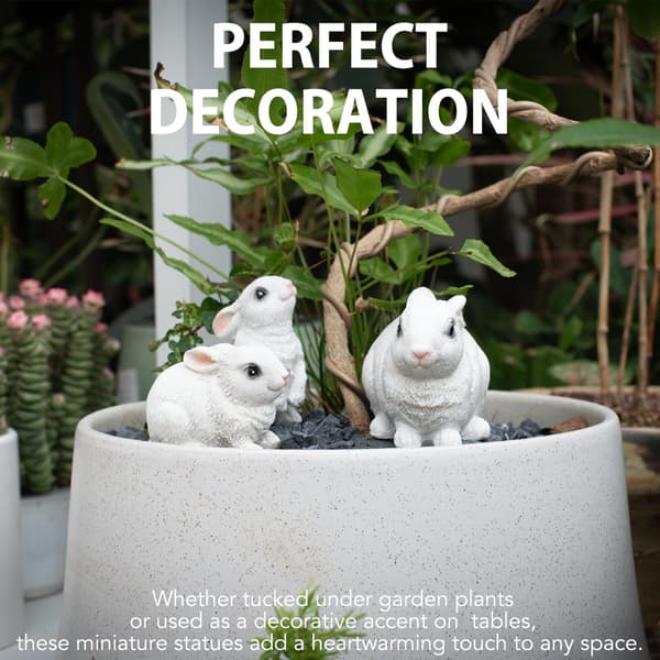3-Pack Easter Bunny Garden Statues - Cute Resin Rabbit Figurines for Garden, Lawn, Table & Easter Decoration