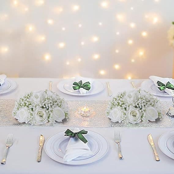 OBOSOE 2 stk. Kunstige Blomster – Dekoration til Bryllupper & Hjemmefester white