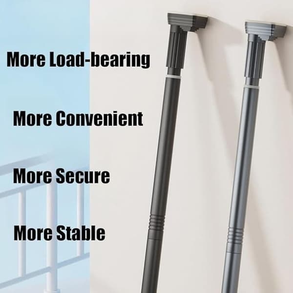 OBOSOE Sort teleskopstang rustfrit stål 115-135cm
