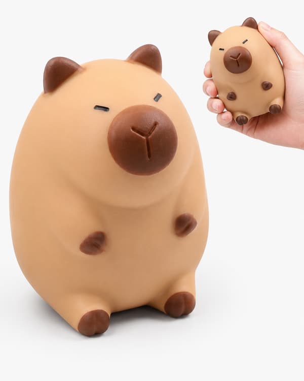 Capybara Squishy Stressbold - Stor Sensorisk Klemmebold med Sødt Dyredesign, Fidgetlegetøj til Voksne & Samlerfigur