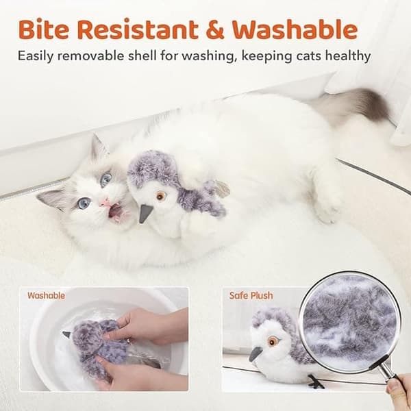 Interactive Cat Toy with Bird Movement and Catnip – USB Rechargeable