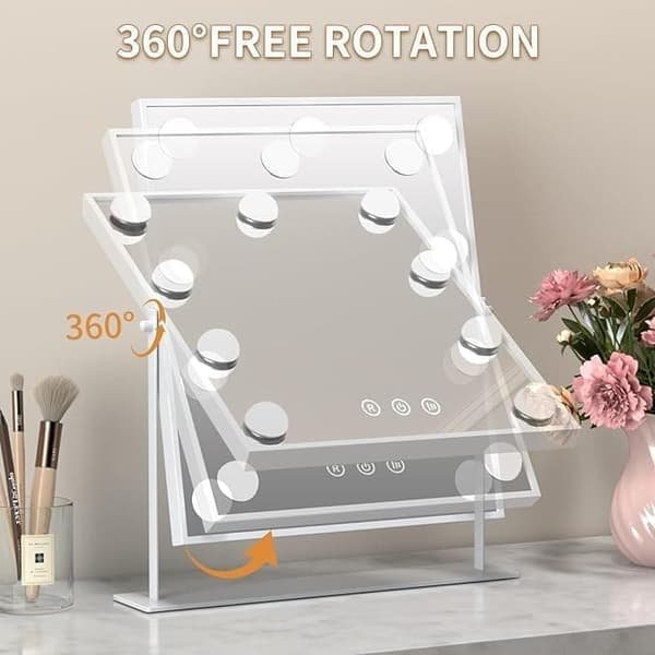 Makeup Mirror with Lights – Hollywood Mirror – Make Up Mirror, Dimmable with Three Light Modes & 10X Magnifying Mirror black
