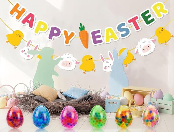 1/2/4-Pack Easter Egg Stress Toy - Squeezable Decompression Toys for Easter Egg Hunt, Easter Basket & Party Gifts (Random Color) 1-Pack
