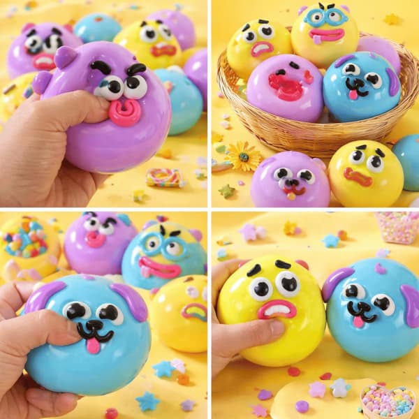 1 /2 /5-Pack Dog Squishy with Changing Faces - Soft Sensory Stress Toy & Squeezable Decompression Toy for Desk, Teens & Adults 1 Pcs E