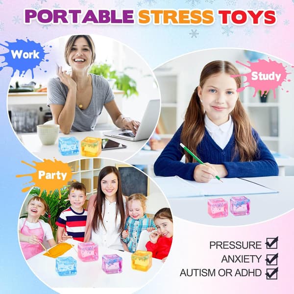 Blue Snowflake Stress Cube - Fidget Cube Stress Toy, Sensory Decompression Toy for Grip Training & Relaxation