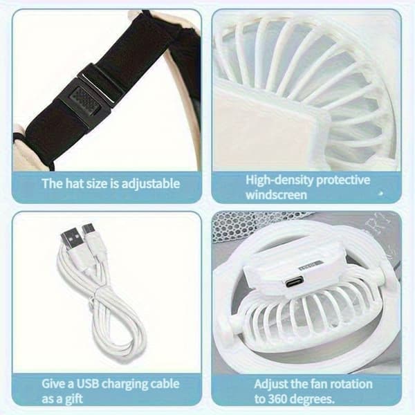 Ventilator - 3 hastighedsindstillinger | USB/Solcelleopladning